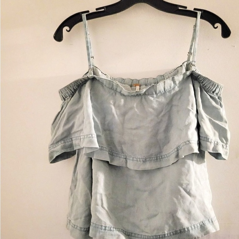 Elegant Sky Blue Ruffle Women's Blouse